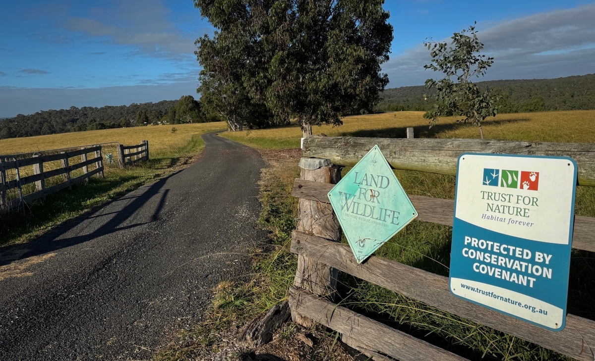 Trust for Nature sign on a property in Central Gippsland